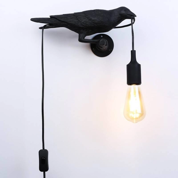 Ścienny kinkiet dekoracyjny Raven ABR-KARD-K2 kruk Abruzzo czarny