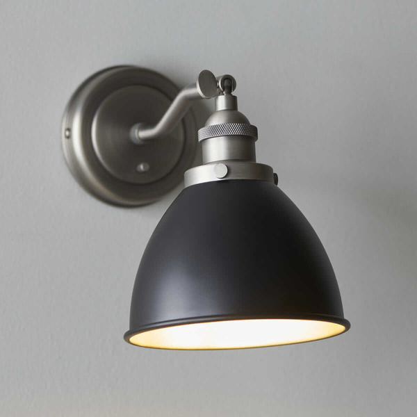 Metalowa lampa ścienna Franklin 98751 Endon do gabinetu cyna czarna