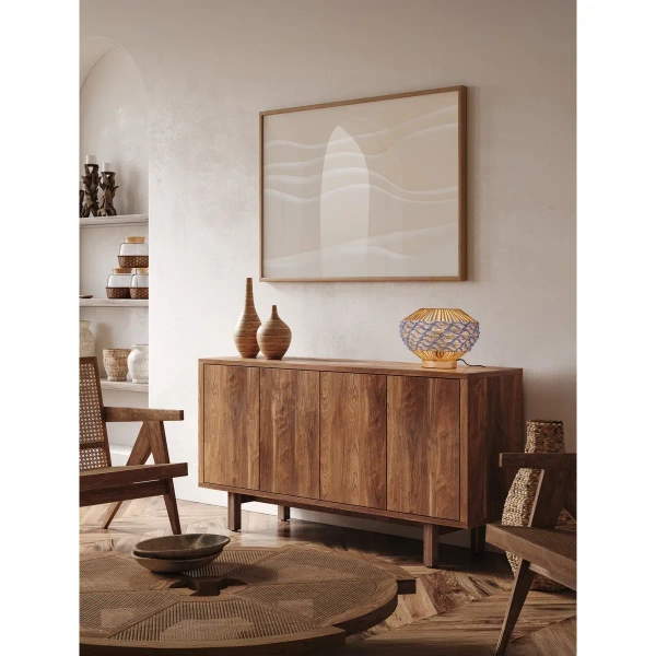 Stołowa lampa LOMVERO LE45357 do salonu boho brązowa niebieska
