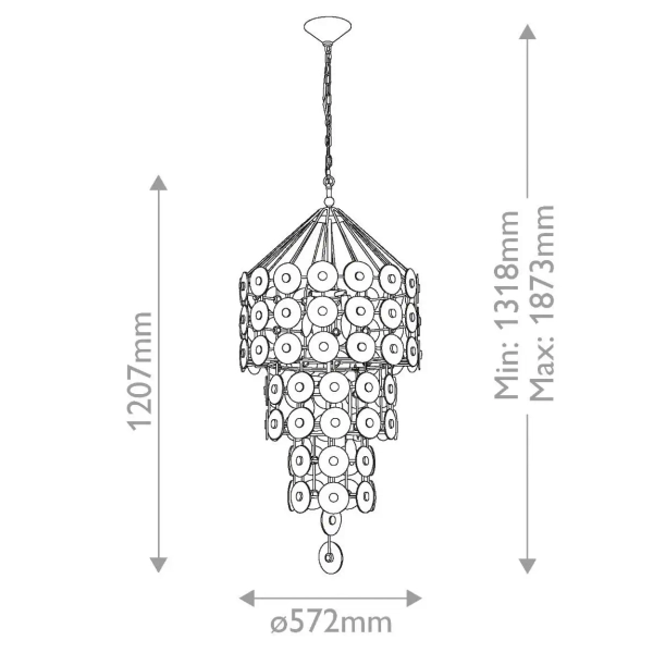 Żyrandol do jadalni na łańcuchu Meridian QN-MERIDIAN-9P-DG złoty