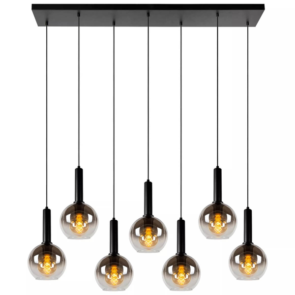 Wisząca lampa Marius kaskada nad stół czarna przydymiona