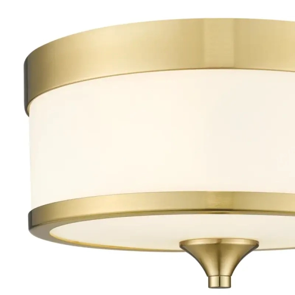 Szklana lampa sufitowa FLEETWOOD C03293BR okrągła mosiądz biały
