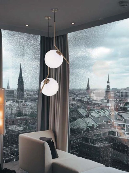 Wisząca lampa kula Solaris ST-9228-S Step art deco biała mosiądz