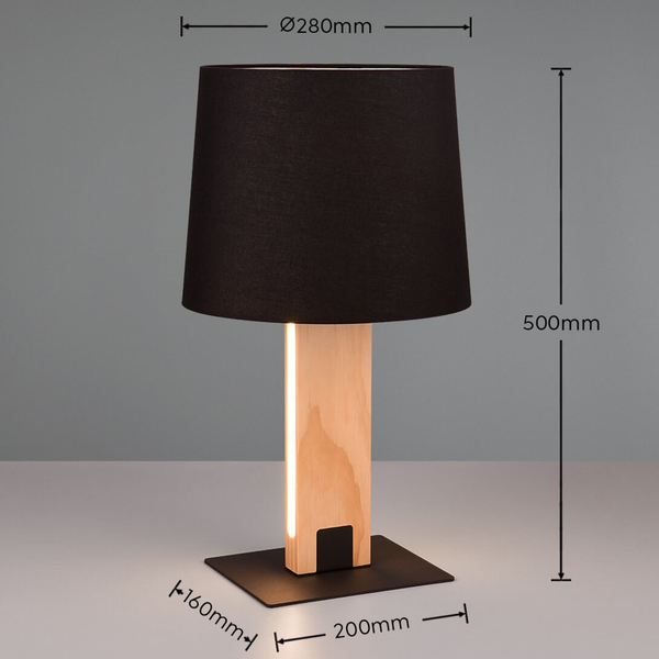 Tkaninowa lampka nocna Rahul 547610232 abażur czarny brązowy