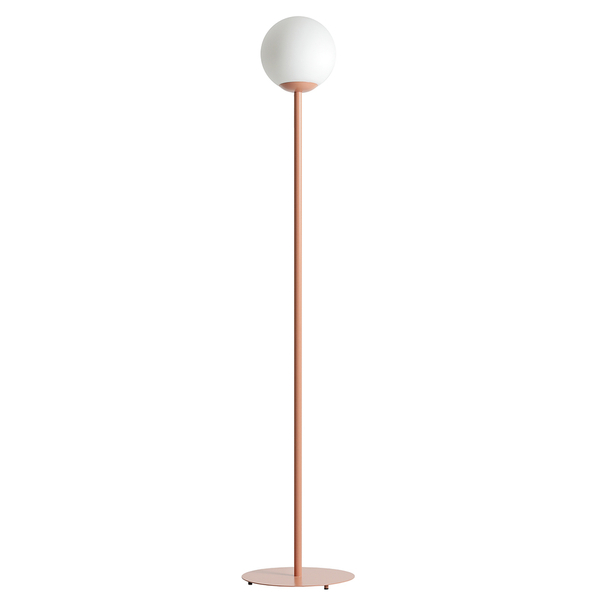 Salonowa lampa podłogowa Pinne 1080A11 stojąca szklana kula różowa biała