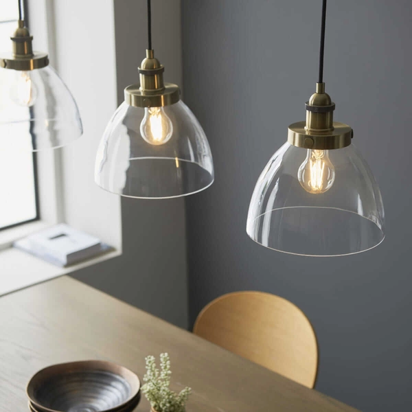 Lampa wisząca na listwie Hansen 98114 Endon przezroczysta mosiądz chrom