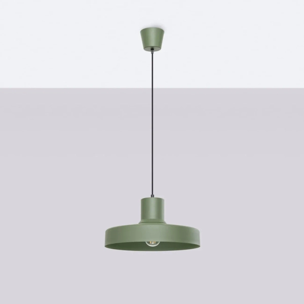 Oliwkowa lampa wisząca BILO SL.1705 owalna 1xE27 nad wyspę