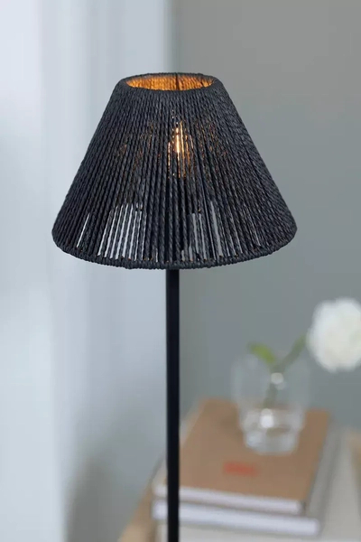 Czarna lampa biurkowa Corda stojąca do gabinetu nowoczesna