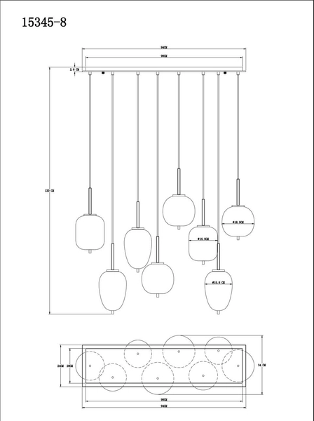 Lampa wisząca Blacky 15345-8 szklana czarna przydymiona