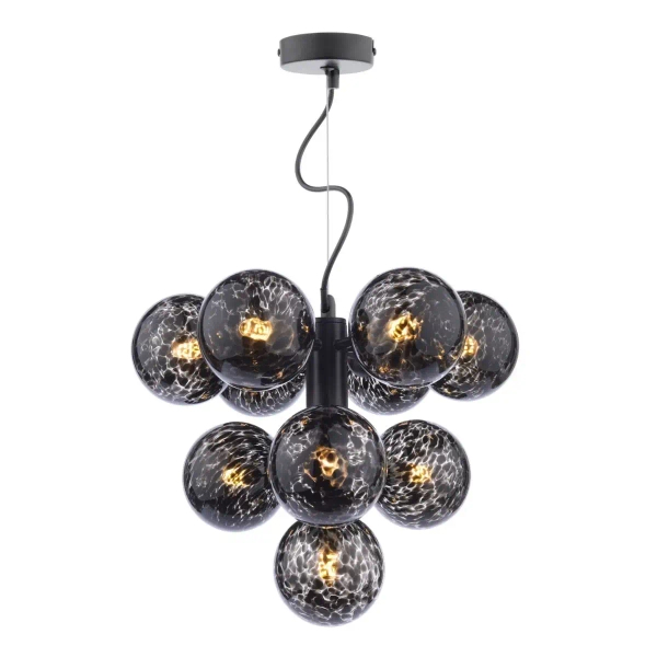 Szklana wisząca lampa Vine VIN2322-21 kule balls przydymiona czarna