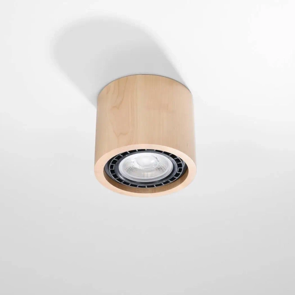 Drewniana LAMPA sufitowa SOL SL.0913 okrągła tuba downlight drewno