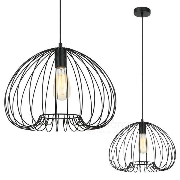 Industrialna LAMPA wisząca MEDDI MDM-4583-1 BK Italux metalowa OPRAWA druciany ZWIS klatka loftowa czarna