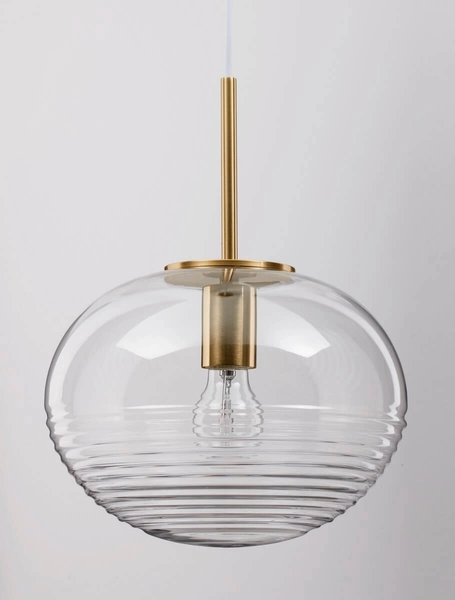 Kulista lampa wisząca Haina LE42645 nad stół złota przezroczysta outlet