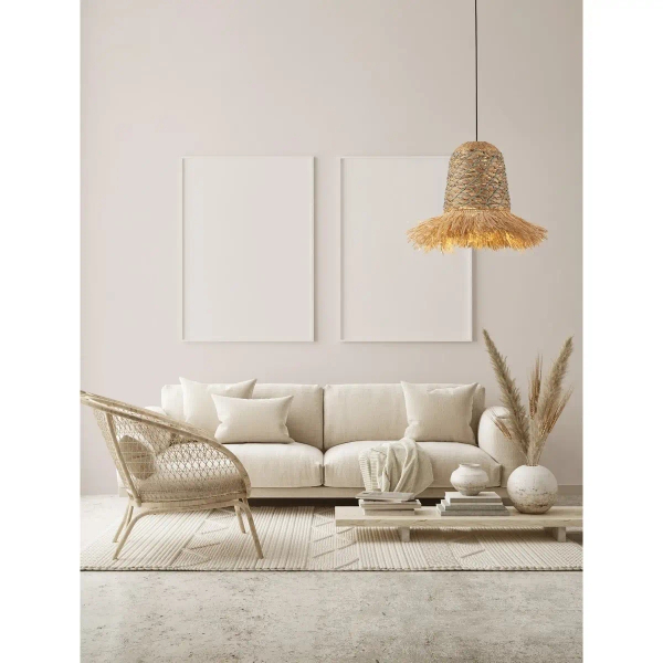 Lampa wisząca do jadalni FANLIZA LE45360 boho drewniana brązowa