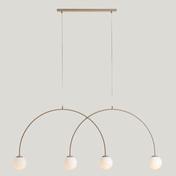 Szklana lampa wisząca Una 1116L17_L kulista łuk wielopunktowa metal beżowa