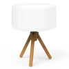 Zewnętrzna lampa stołowa Chloe solarna na taras biała drewno