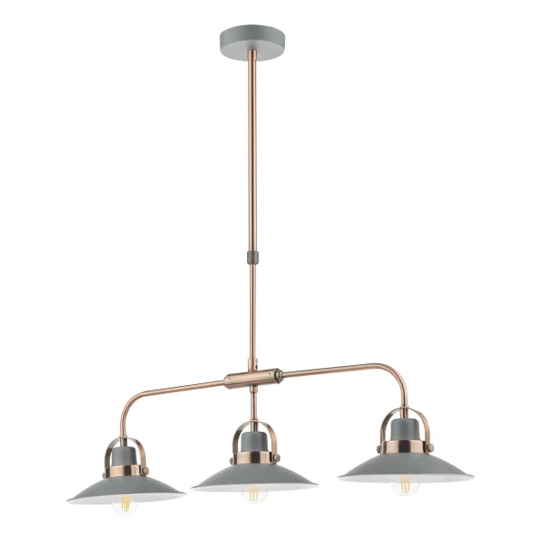 Wisząca lampa retro Liden LID0339 potrójna grafitowy miedziany