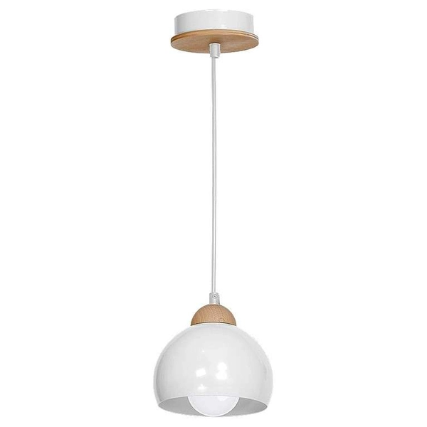 LAMPA wisząca DAMA MLP6440 Milagro skandynawska OPRAWA metalowy ZWIS kopuła drewno biała