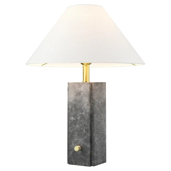 Marmurowa lampa stołowa Orleans T01487BR-WH z abażurem mosiądz