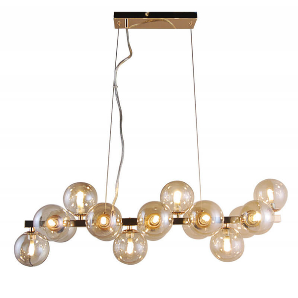 Modernistyczna lampa wisząca Marbelio PND-6161-16 GO+CO złote przydymione