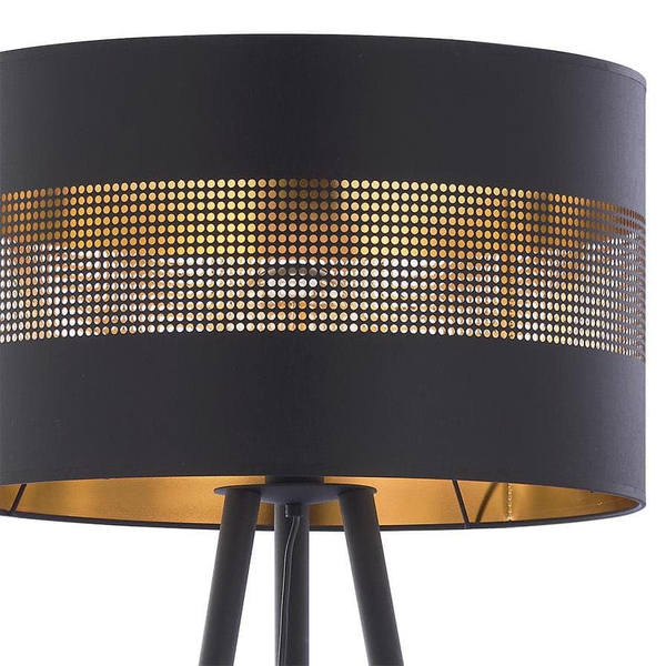 Stojąca lampa na trójnogu Tago 5053 TK Lighting ażurowa czarna złota