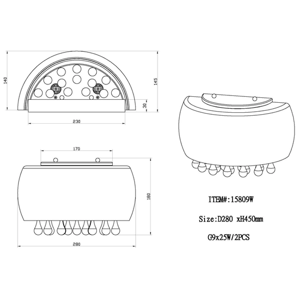 Ścienna LAMPA glamour KALLA 15809W Globo szklana OPRAWA kinkiet z kryształkami przezroczysty przydymiony chromowany