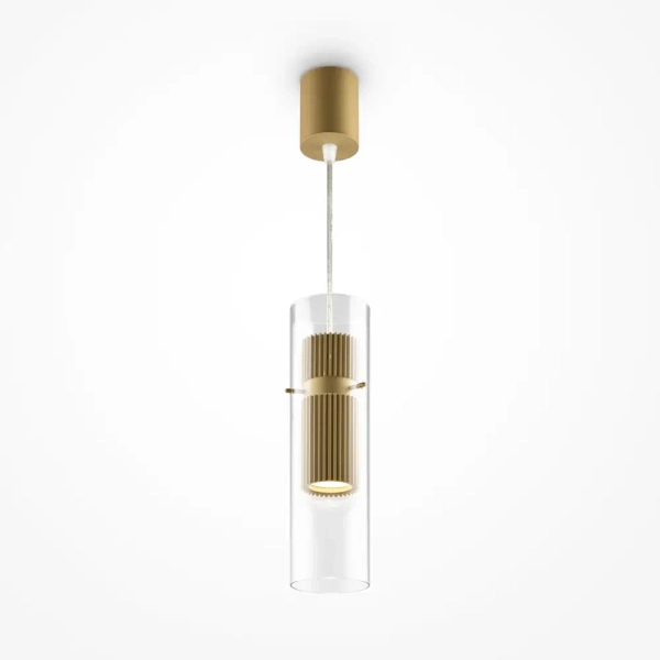 Szklana lampa wisząca Dynamics MOD326PL-01MG podłużna mosiądz