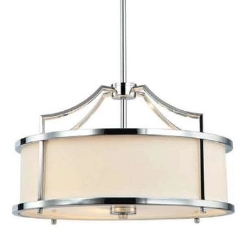 LAMPA okrągła Stanza Cromo S Orlicki Design wisząca OPRAWA abażurowa w stylu klasycznym kremowa chrom