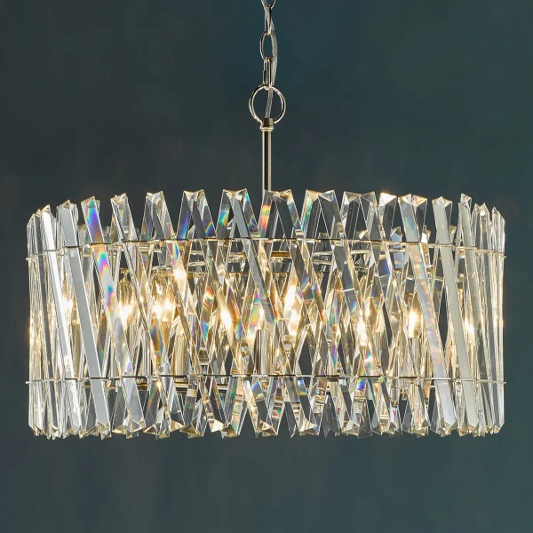 Kryształowa wisząca lampa Entwine ENT0838 do salonu glamour nikiel