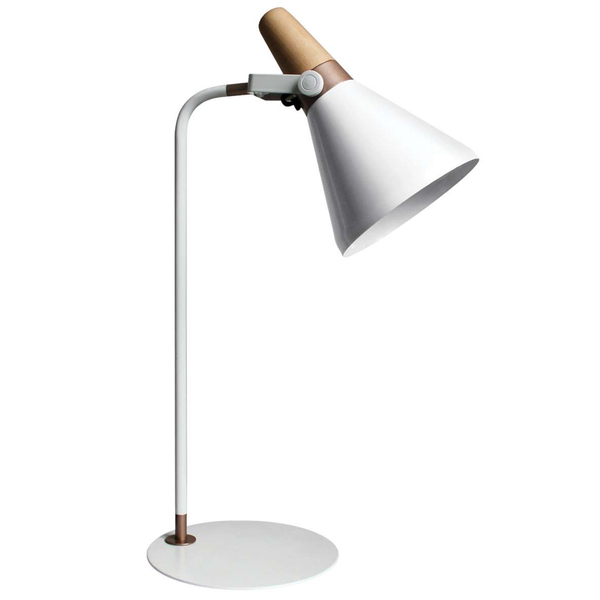 Skandynawska LAMPKA stojąca H1833 Zumaline metalowa biały brązowy OUTLET