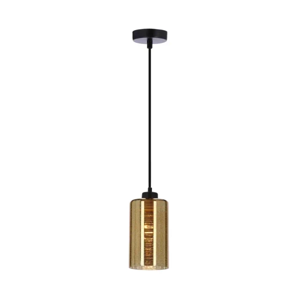Szklana lampa wisząca COX 31-59345 do salonu tuba złoty czarny