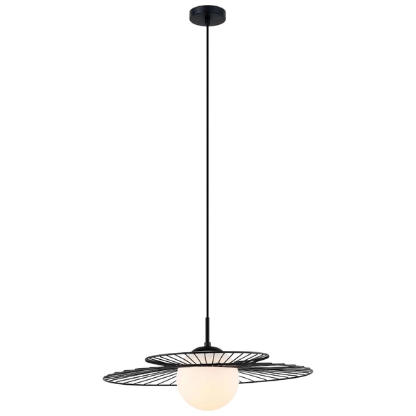 LAMPA wisząca ALISON MDM-4001/1 BK Italux druciana OPRAWA szklana kula ball ZWIS loft czarny biały