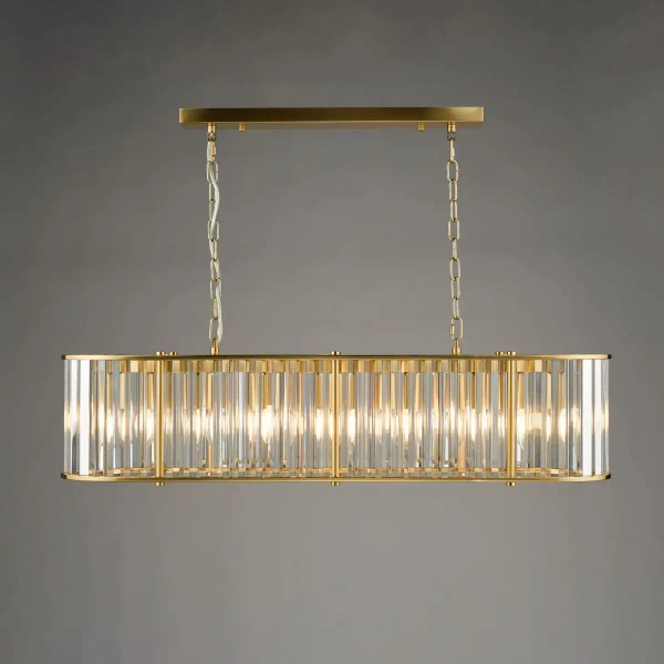 Zwisająca lampa na łańcuchu Kiran KIR3435 do salonu kryształ mosiądz