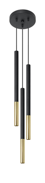 Wisząca LAMPA kaskada SL.0893 okrągła OPRAWA metalowy ZWIS tuby czarne złote