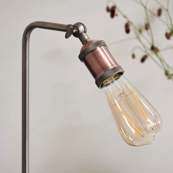 Stołowa lampka retro Hal 76339 z włącznikiem miedziany cyna