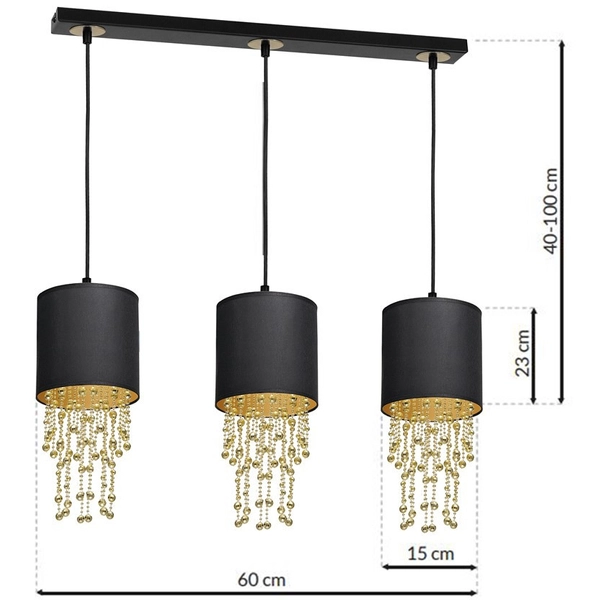 LAMPA wisząca ALMERIA MLP64400 Milagro abażurowa OPRAWA crystal glamour ZWIS kryształki czarne złote