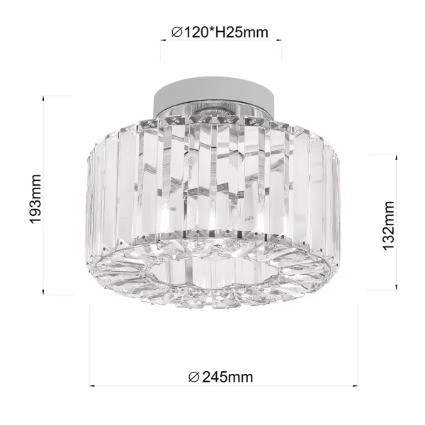 Glamour plafon natynkowy Vetro LP-2910/1C CH okrągły chrom