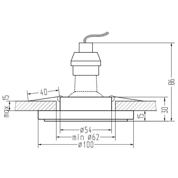 Ledowy wpust sufitowy 2273617 okrągła lampa LED 3W 6500K chrom