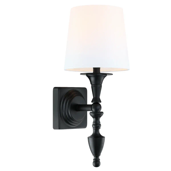 Materiałowa lampa ścienna AUSTIN W01149BK-WH abażurowa czarny biały