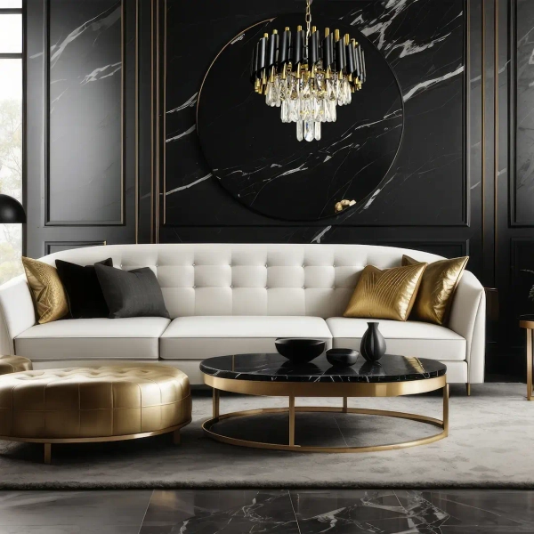 Glamour lampa wisząca CRISTAL ML1634 kryształowa złoty czarny