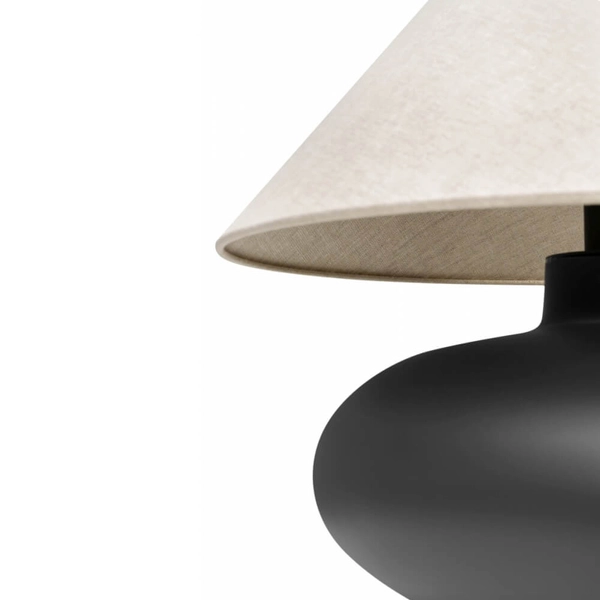 Lampa na stolik abażurowa SAWA 41130107 Kaspa do salonu czarny szary len