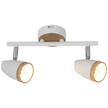 LAMPA sufitowa KAREN 5565 Rabalux skandynawska OPRAWA plafon metalowe reflektorki LED 8W 3000K regulowane drewno białe