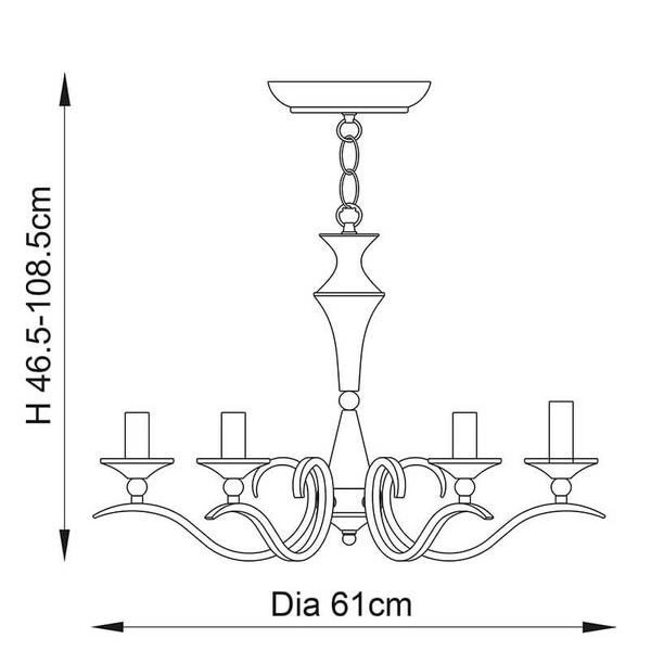 Lampa świecznikowa wisząca Kora KORA-5AB łańcuch mosiądz