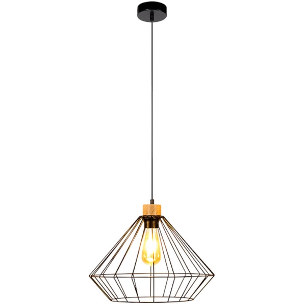 Lampa wisząca loft RAQUELLE 187219104 druciana industrialny czarny drewno