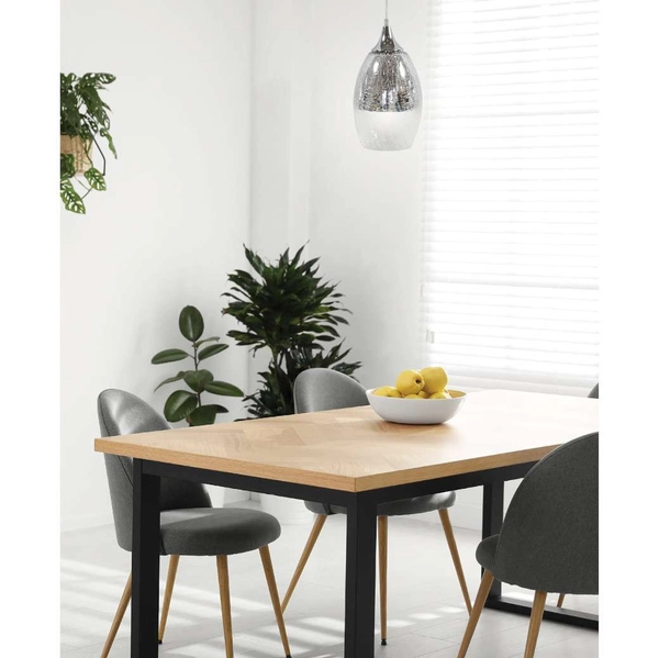 Szklana lampa wisząca CELIA 31-51561 zwis kropla łezka chrom