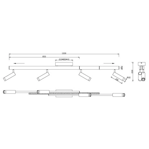Lampa sufitowa ZENO 648310532 LED 12W+22W 2700-6500K z pilotem czarna