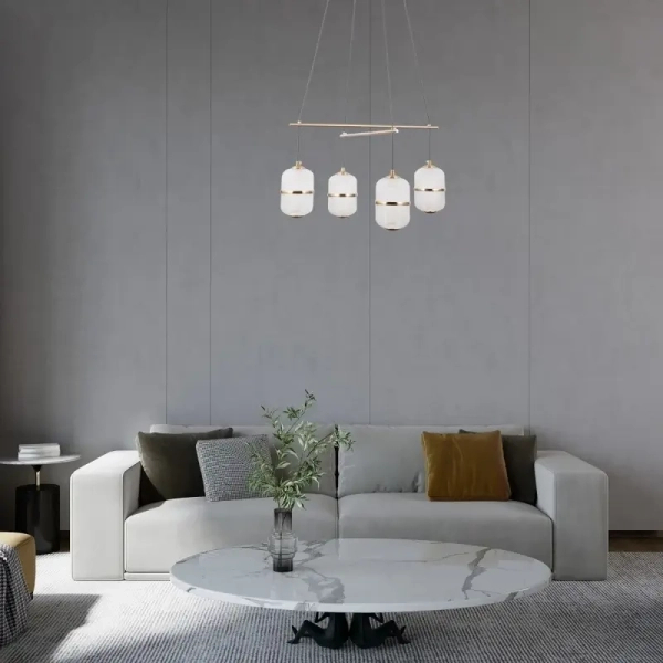 Lampa wisząca szklana Alani PND-34375-4-HBR LED 96W 3000K do jadalni złoty