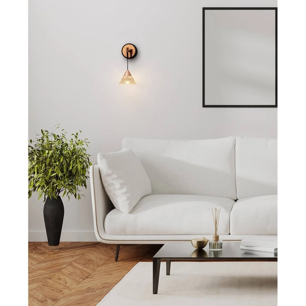 Kryształowy ścienny kinkiet GUAY LE44213 LED 7W 3000K stożek złoty czarny