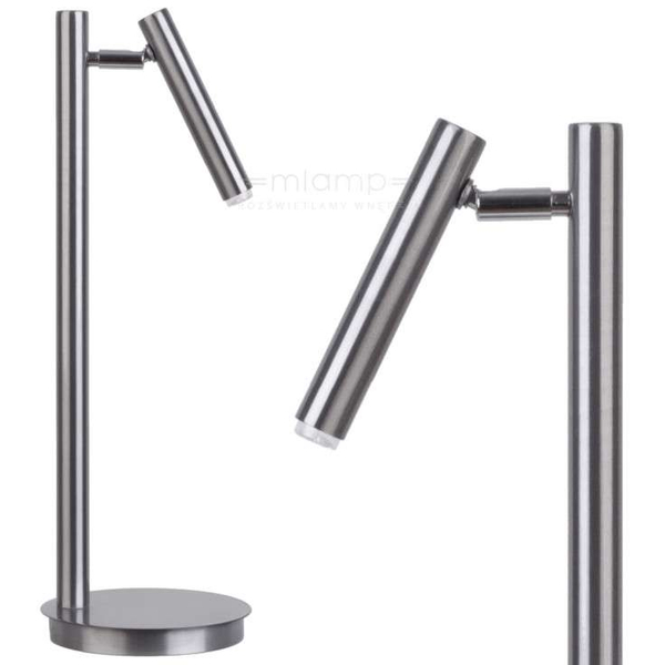 Stojąca LAMPA stołowa SOPEL 50194 Sigma regulowana LAMPKA biurkowa metalowa tuba srebrna