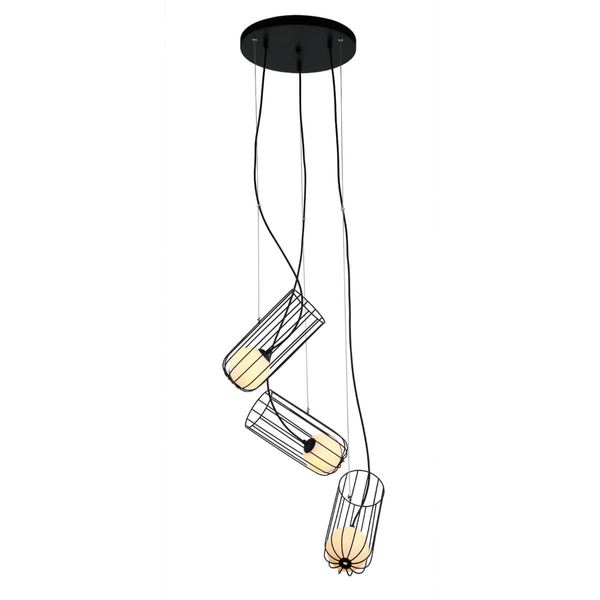 Kaskadowa lampa wisząca Coco MDM-3941/3 BK koszyk metalowa czarny biały
